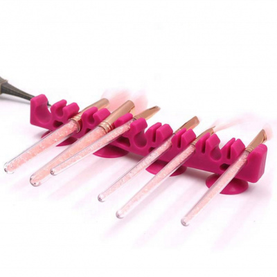 Silicone Makeup Brush Air Drying Rack, Makeup Brush Holder Organizer Rack With 4 Suction Cups